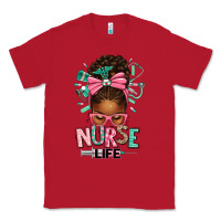 Red afro messy bun nurse life Classic Tee - texasbilliewilder