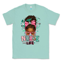 Seafoam afro messy bun nurse life Classic Tee - texasbilliewilder
