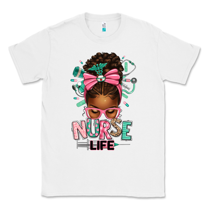 Afro Messy Bun Nurse Life Classic Tee by texasbilliewilder | Teevron