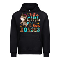 Black just a girl who loves horses Urban Hoodie - NancyCooperArtShop