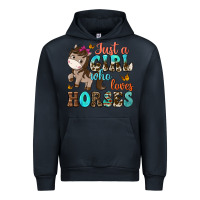Navy just a girl who loves horses Urban Hoodie - NancyCooperArtShop