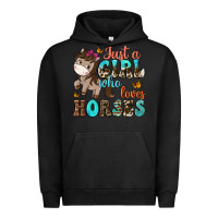 Pigment Black just a girl who loves horses Urban Hoodie - NancyCooperArtShop