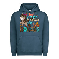 Pigment Midnight Navy just a girl who loves horses Urban Hoodie - NancyCooperArtShop