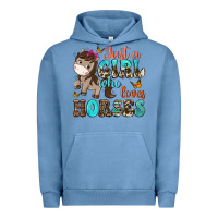 Pigment Pebble Blue just a girl who loves horses Urban Hoodie - NancyCooperArtShop