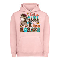 Pigment Salmon just a girl who loves horses Urban Hoodie - NancyCooperArtShop