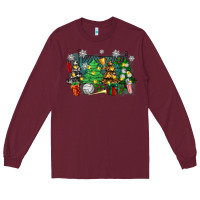 Burgundy christmas trees with volleyball Long Sleeve Tee - Zillion Design Studio