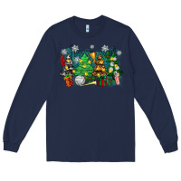 Navy christmas trees with volleyball Long Sleeve Tee - Zillion Design Studio