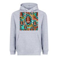Heather Grey football leopard turquoise gemstone sunflower seamless pattern Heavyweight Hoodie - JahusDesignShop