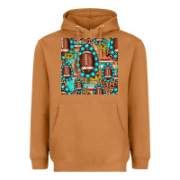 Meerkat football leopard turquoise gemstone sunflower seamless pattern Heavyweight Hoodie - JahusDesignShop