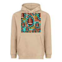 Mushroom football leopard turquoise gemstone sunflower seamless pattern Heavyweight Hoodie - JahusDesignShop