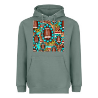 Sage football leopard turquoise gemstone sunflower seamless pattern Heavyweight Hoodie - JahusDesignShop