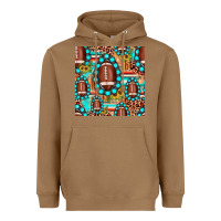Toasted Coconut football leopard turquoise gemstone sunflower seamless pattern Heavyweight Hoodie - JahusDesignShop