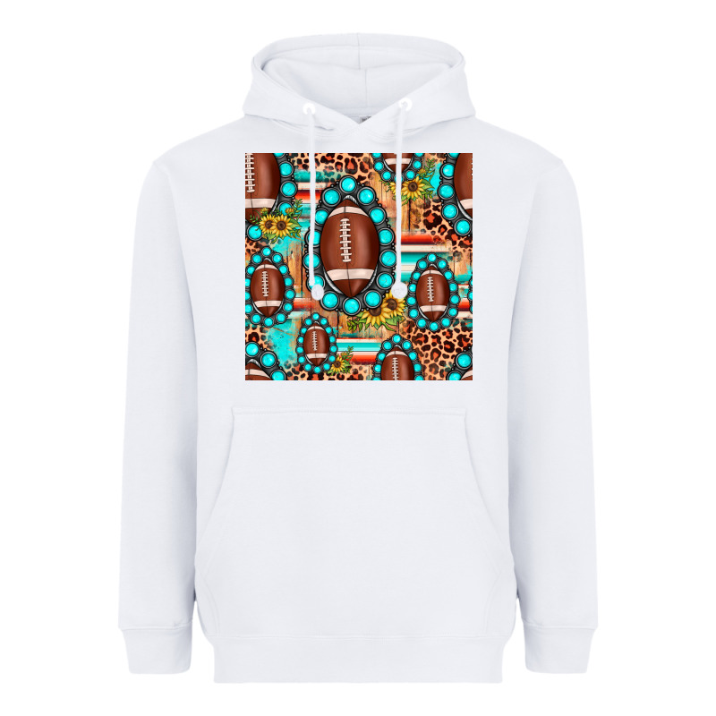 Football Leopard Turquoise Gemstone Sunflower Seamless Pattern Heavyweight Hoodie by JahusDesignShop | Teevron