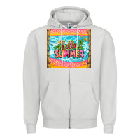 Dove Grey hello summer Zipper Hoodie - Zillion Design Studio