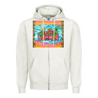 Oatmeal Heather hello summer Zipper Hoodie - Zillion Design Studio