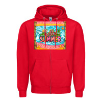 Red hello summer Zipper Hoodie - Zillion Design Studio