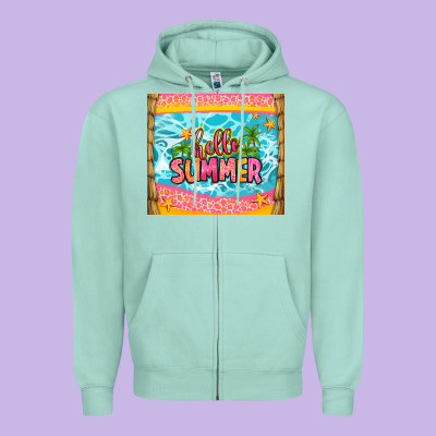 Hello Summer Zipper Hoodie Designed By Zillion Design Studio