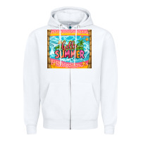 White hello summer Zipper Hoodie - Zillion Design Studio