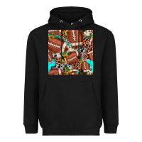 Black football leopard turquoise cowhide sunflower seamless pattern Heavyweight Hoodie - JahusDesignShop