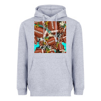Heather Grey football leopard turquoise cowhide sunflower seamless pattern Heavyweight Hoodie - JahusDesignShop