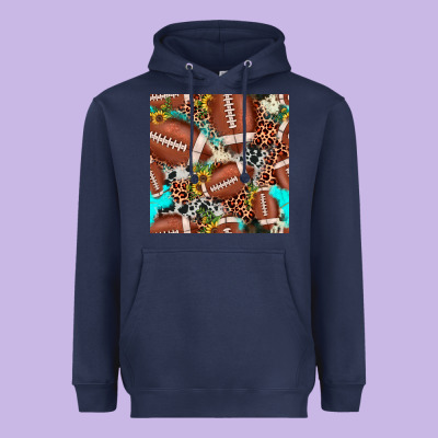 Football Leopard Turquoise Cowhide Sunflower Seamless Pattern Heavyweight Hoodie Designed By Jahusdesignshop
