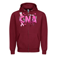 Burgundy Breast Cancer CNA Certified Nursing Assistant Zipper Hoodie - texasbilliewilder