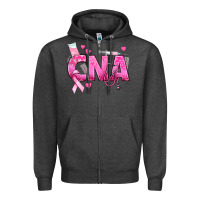 Charcoal Heather Breast Cancer CNA Certified Nursing Assistant Zipper Hoodie - texasbilliewilder