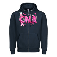 Navy Breast Cancer CNA Certified Nursing Assistant Zipper Hoodie - texasbilliewilder