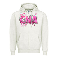 Oatmeal Heather Breast Cancer CNA Certified Nursing Assistant Zipper Hoodie - texasbilliewilder