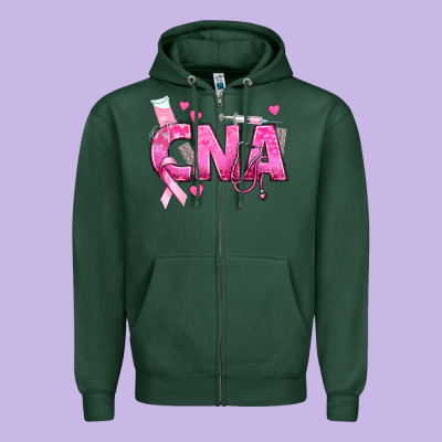 Breast Cancer Cna Certified Nursing Assistant Zipper Hoodie Designed By Texasbilliewilder