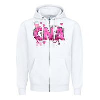 White Breast Cancer CNA Certified Nursing Assistant Zipper Hoodie - texasbilliewilder
