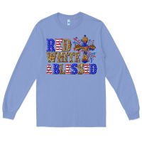 Colony Blue red white and blessed Long Sleeve Tee - texasbilliewilder
