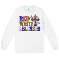White red white and blessed Long Sleeve Tee - texasbilliewilder