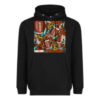 Black football leopard gemstone sunflower seamless pattern Heavyweight Hoodie - JahusDesignShop