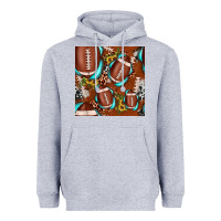 Heather Grey football leopard gemstone sunflower seamless pattern Heavyweight Hoodie - JahusDesignShop