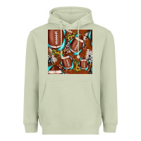 Matcha football leopard gemstone sunflower seamless pattern Heavyweight Hoodie - JahusDesignShop