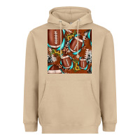Mushroom football leopard gemstone sunflower seamless pattern Heavyweight Hoodie - JahusDesignShop