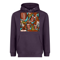 Plum football leopard gemstone sunflower seamless pattern Heavyweight Hoodie - JahusDesignShop