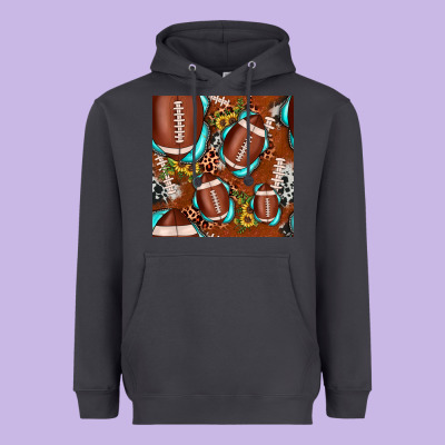 Football Leopard Gemstone Sunflower Seamless Pattern Heavyweight Hoodie Designed By Jahusdesignshop