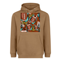Toasted Coconut football leopard gemstone sunflower seamless pattern Heavyweight Hoodie - JahusDesignShop