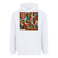 White football leopard gemstone sunflower seamless pattern Heavyweight Hoodie - JahusDesignShop