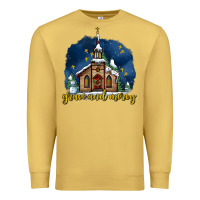 Antique Gold Christmas church and snow grace and mercy Premium Sweatshirt - AdoDesignShop