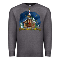 Charcoal Heather Christmas church and snow grace and mercy Premium Sweatshirt - AdoDesignShop