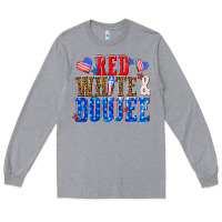 Heather Grey red white and boujee billie wilder Long Sleeve Tee - texasbilliewilder