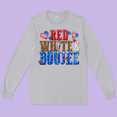Long Sleeve Tee red white and boujee billie wilder