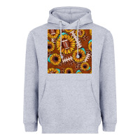 Heather Grey football leopard sunflower seamless pattern Heavyweight Hoodie - JahusDesignShop