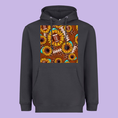 Football Leopard Sunflower Seamless Pattern Heavyweight Hoodie Designed By Jahusdesignshop