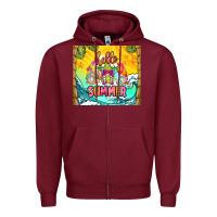 Burgundy hello summer gnomes Zipper Hoodie - Zillion Design Studio
