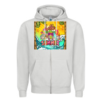Dove Grey hello summer gnomes Zipper Hoodie - Zillion Design Studio