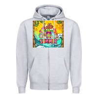 Heather Grey hello summer gnomes Zipper Hoodie - Zillion Design Studio